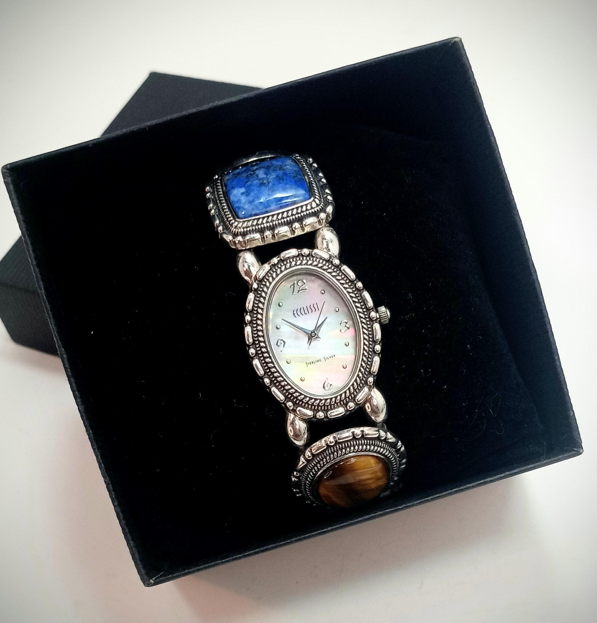 Ecclissi Sterling Silver 925 Turquoise Tone Watch Vintage Ecclissi Sterling Silver Turquoise Watch 22490 main image 2