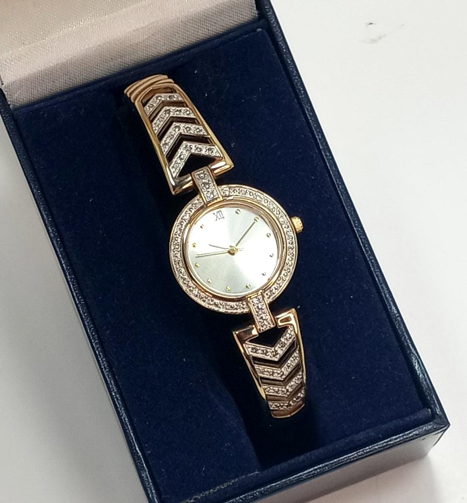 Vintage Danbury Mint Watch 14K gold plated silver w/ diamonds Vintage Danbury Mint Watch 14K gold plated silver w  main image 4