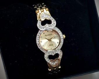 Vintage Armitron Gold Tone Kristall Herz Uhr: Arbeitskleider Uhr