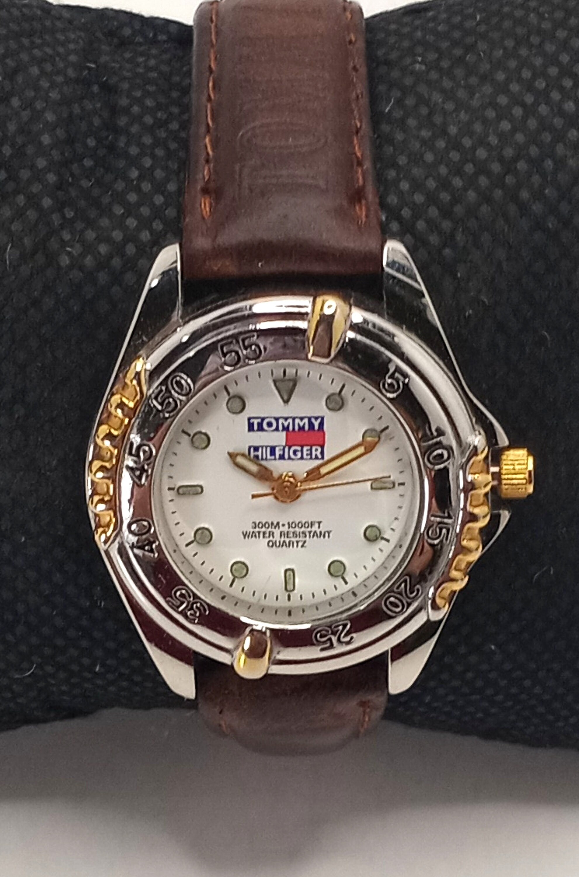 Vintage Tommy Hilfiger Women s Watch Silver and Gold Tone Brown