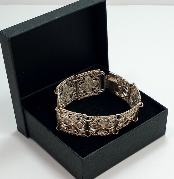 Bracciale Donna In Argento 925 Con Pietra Lucida, Filigrana Sottile, Regolabile, NicoWerk SAB278 - 2