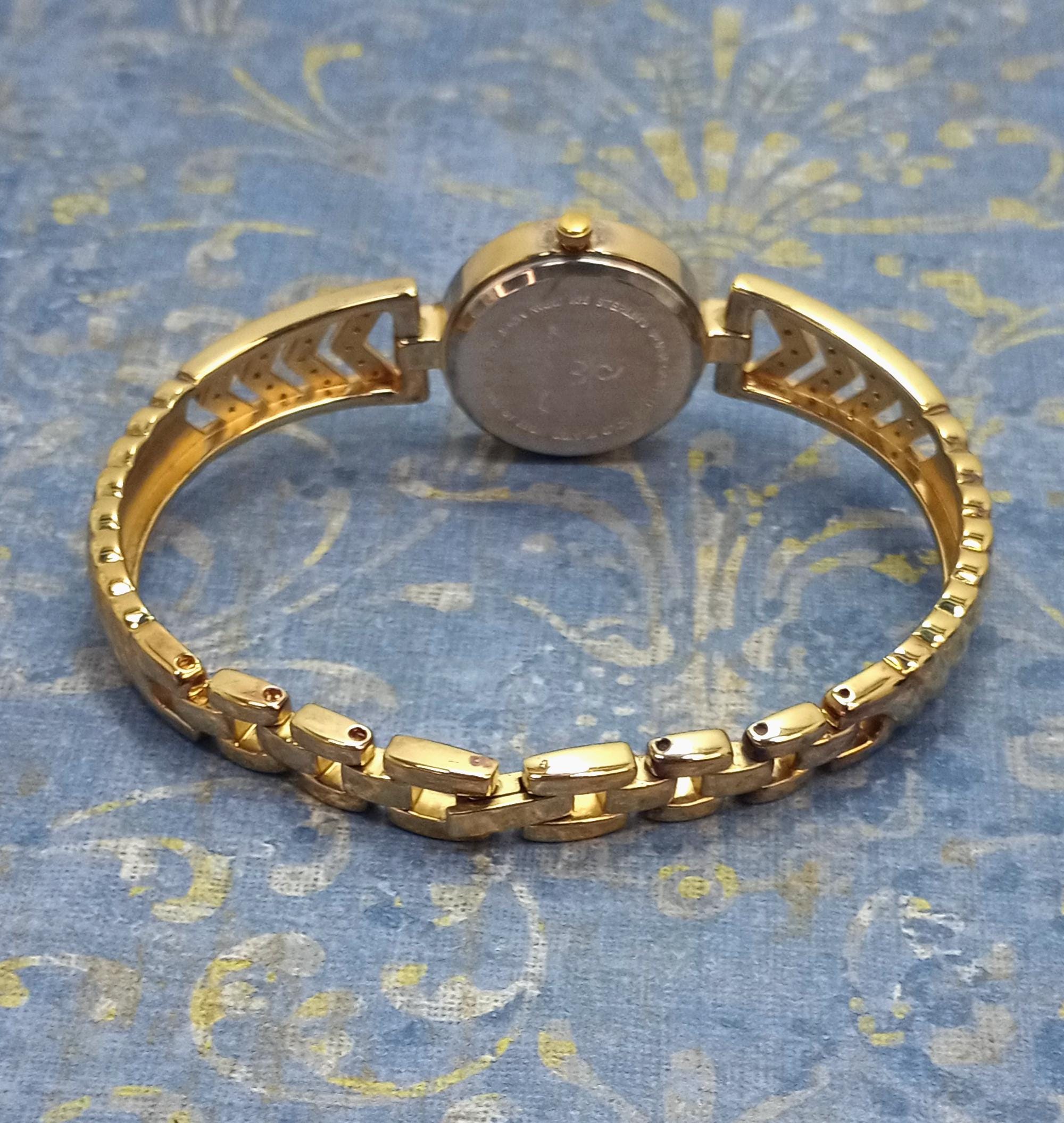Vintage Danbury Mint Watch 14K Gold Plated Sterling Silver Diamonds Womens Watch Danbury Mint Wristwatches for sale | eBay main image 3
