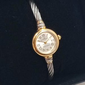 Anne Klein Gold-Tone Twisted Cable Bangle Watch with White Dial Cushion Case Bangle Watch| Anne Klein main image 3