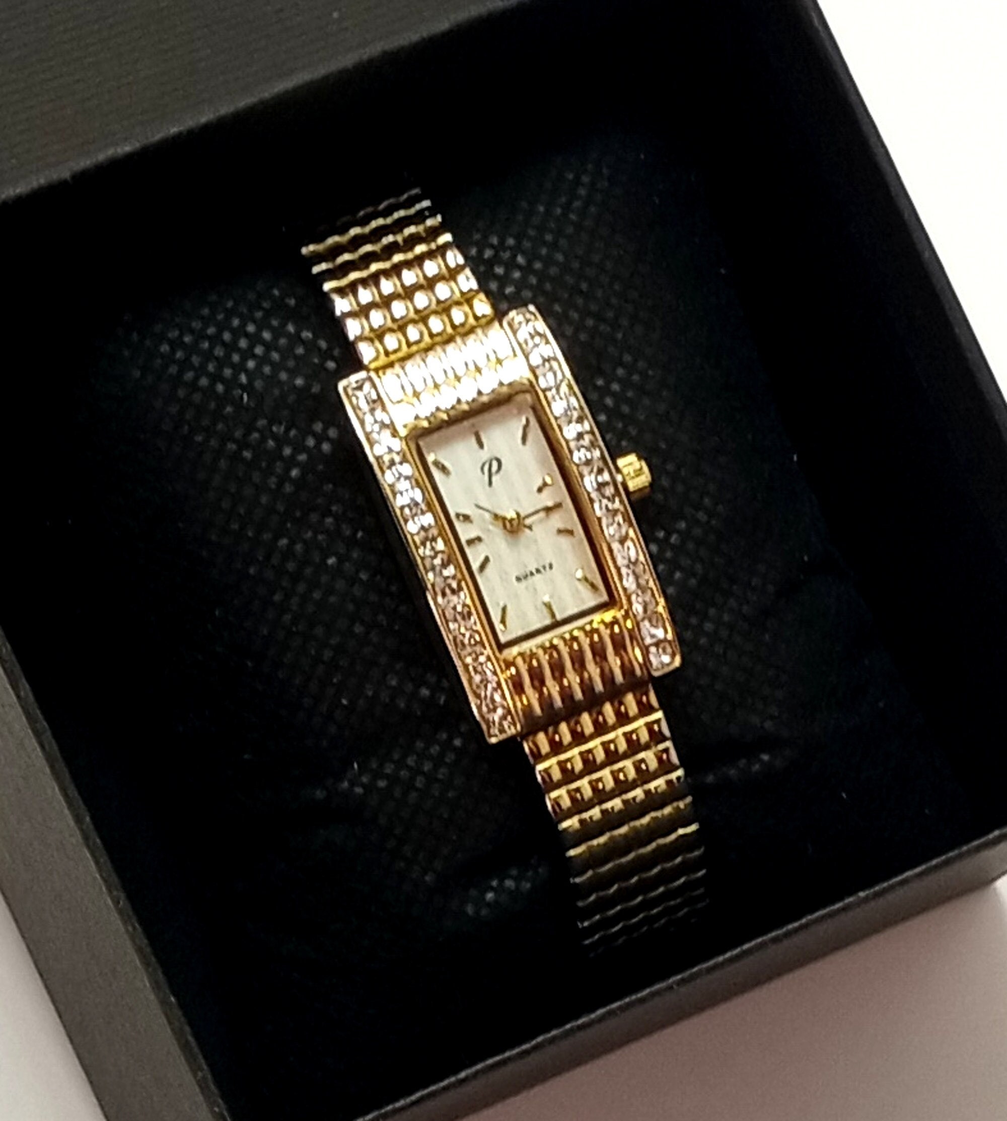 Anthropologie Women’s Gold Rhinestone Dress Watch with Sunburst Dial Ineichen Auctioneers - Silver Sunburst Dial Dress Watch Ref  main image 3