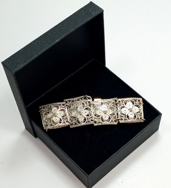 Bracelet Femme Filigrane Argent 800 Doré Avec Rosaces - Marque Goslino - 19cm