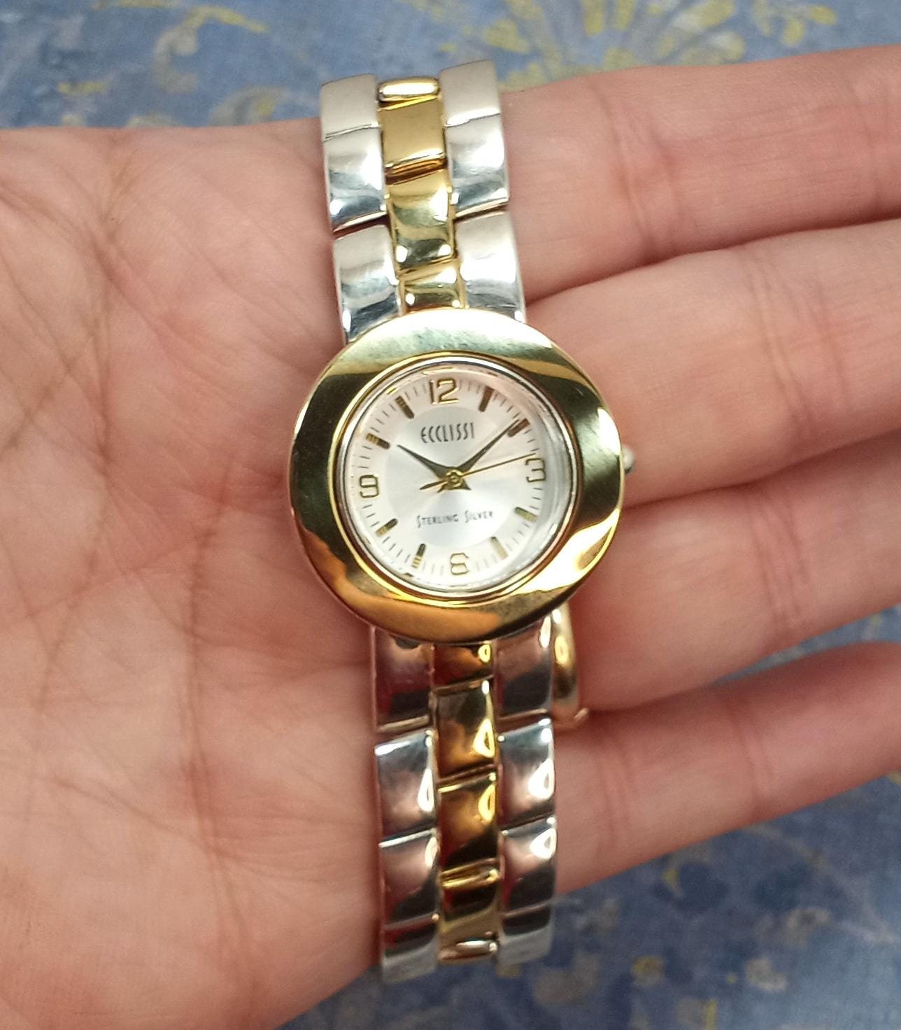 70s SILVER 925 TECHNOS シルバーエリーゼ 腕時計 Vintage ECCLISSI Sterling Silver Bezel Change Reversible Band