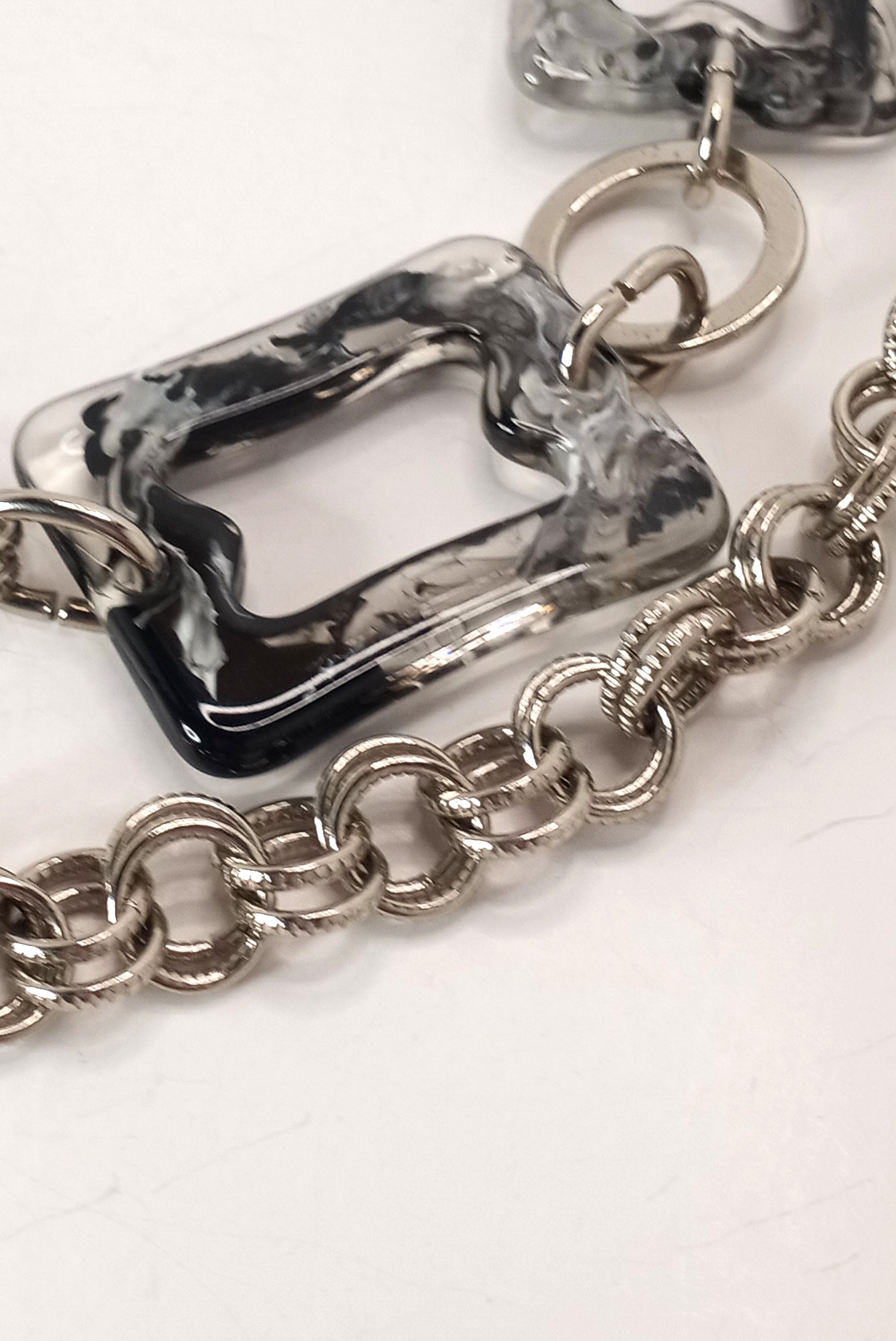 Vintage silver square chain belt measures 40 inches, excellent quality Vintage silver heavy chain belt – Holy Thrift main image 2