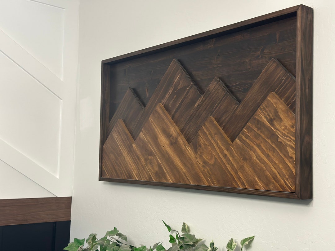 Mountain Wood Wall Art Wood Wall Hanging Art Wood Mountain Etsy