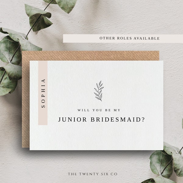 Junior Bridesmaid Proposal Card - Personalised Will You Be My Junior Bridesmaid Card - Bridal Party Gift Box Note Card - Keepsake Gift
