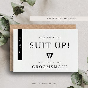 Groomsman Proposal Card From The Groom - Personalised Will You Be My Groomsman Note Card - It's Time To Suit up