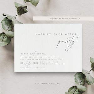 Happily Ever After Party Invitation, Wedding Reception Invites, Evening Reception Invitation With Envelopes, Let's Party Invite - TS25