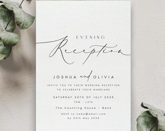 Evening Reception Wedding Invite, Evening Wedding Reception Party Invites, Evening Party Invites, Wedding Reception Cards - TS38