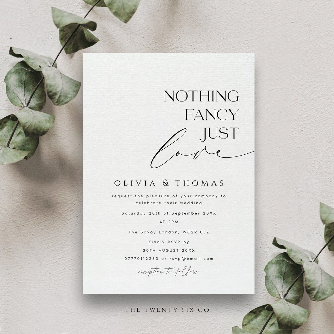 Nothing Fancy Just Love Wedding Invitations