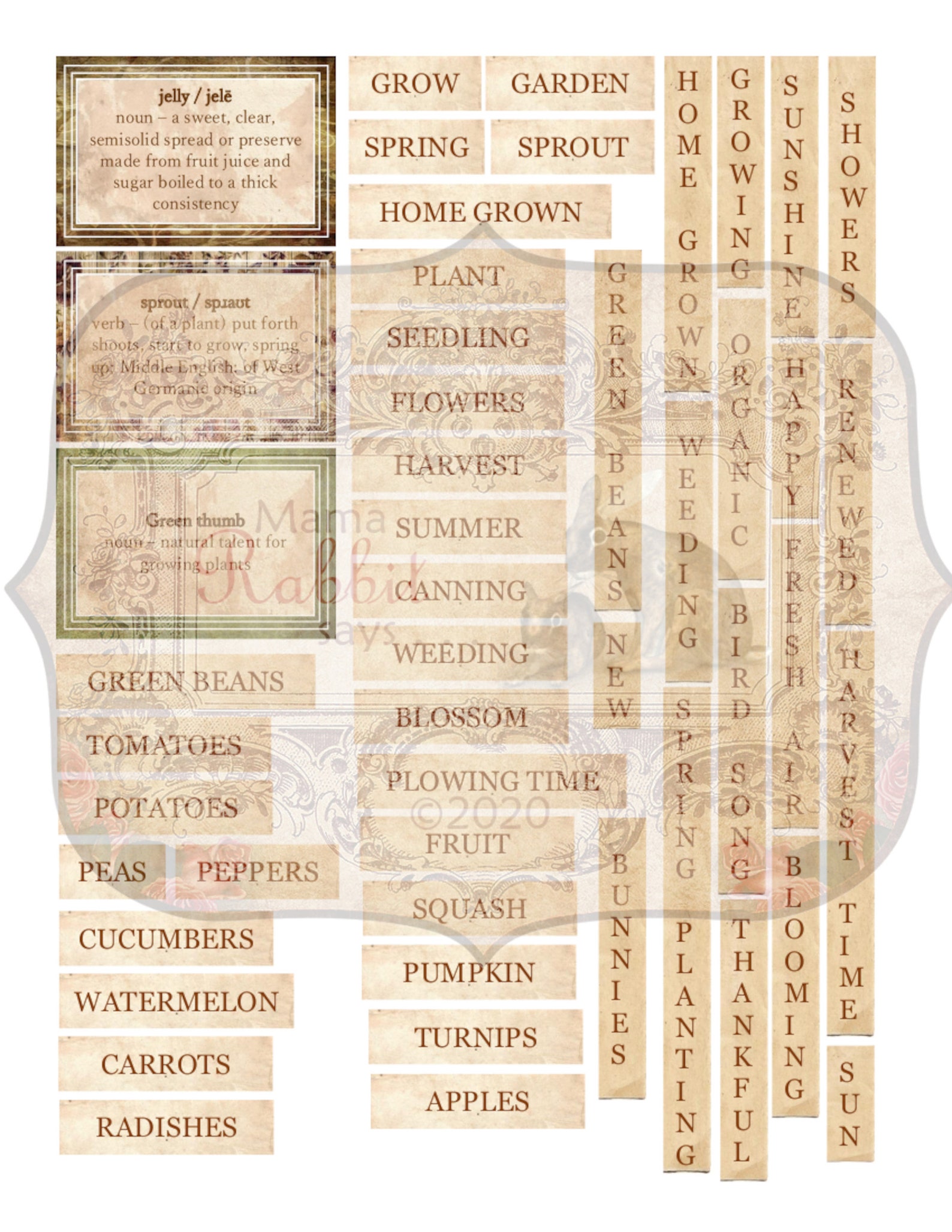 Printable Gardening Labels Set107 Digital Labels Etsy UK