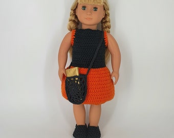 Halloween dress for 18 inch doll with candy bag