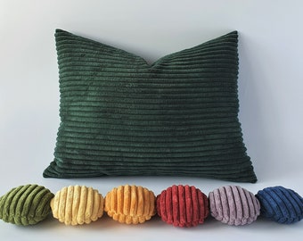 Thick corduroy pillow in earth tones; living room cushion for sofa, armchair; comfortable pillow; large selection of colors