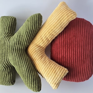 Almohadas grandes con letras de colores: letra K, L, O, letra de peluche, inicial, letra de tela, almohada de juego, decoración de habitación de niños, regalo ocasional