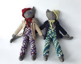 Cat Boy Rag Doll, Dressed Cat Doll, Stuffed Animal, Preschool Gift, Baby Room Decoration, Holidays Gift
