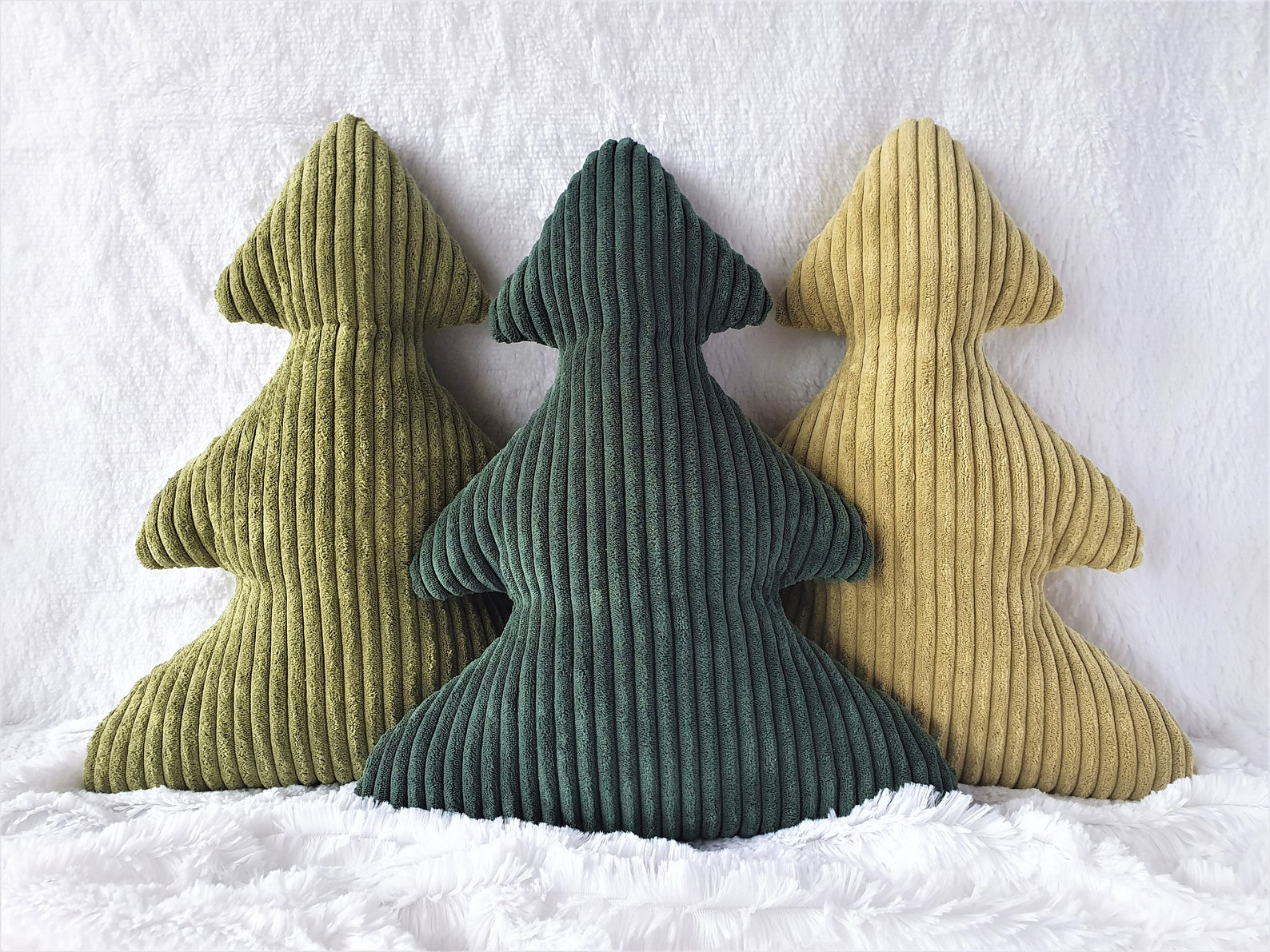 Christmas Tree-shaped Pillow in Various Shades of Green Plush - Etsy