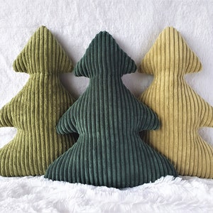 Corduroy Christmas Tree Pillow: Green Holiday Decor