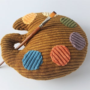 Paint Palette Cushion: Corduroy Artist Pillow, Nursery Decor