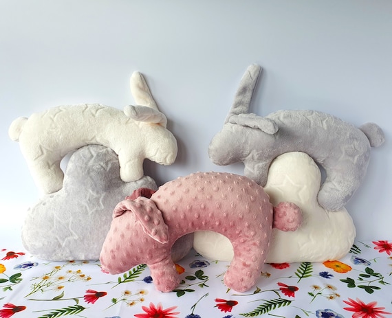 Minky Bunny Pillow, Neutral Nursery Decor, Baby Shower Gift