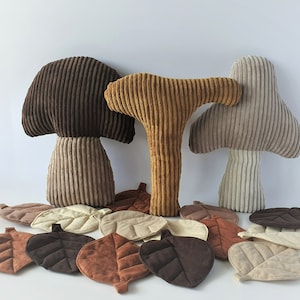Corduroy Plush Mushroom Pillow: Boho Fall Decor