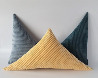 Triangle Corduroy Pillow: Decorative Sofa Cushion, Color Accent