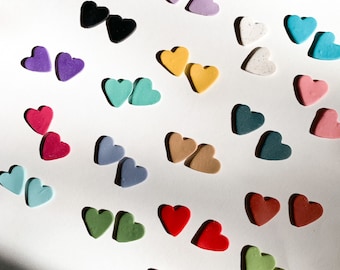 Conjunto de pendientes de arcilla con forma de corazón personalizados / Pendientes de corazón con clip disponibles, conjunto de pendientes de arcilla, pendientes de arcilla, pendientes para niñas