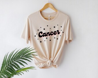 Camiseta de Cáncer / Camiseta retro del zodíaco, Regalo de Cáncer para ella, Camiseta de astrología, Camiseta de cumpleaños de Cáncer, Camiseta con estampado celestial, Regalo del horóscopo
