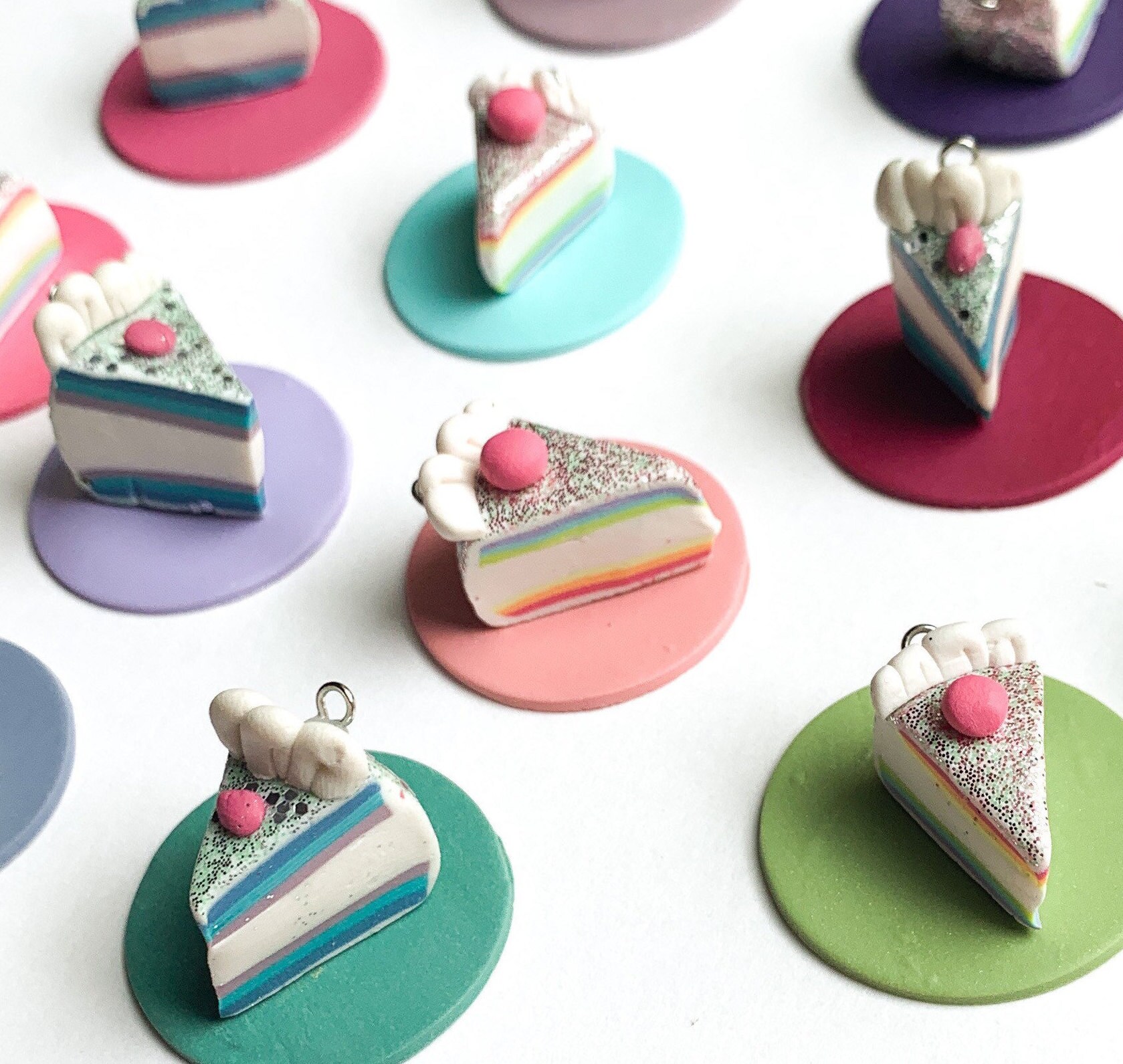 Rainbow Cake Charm | Kawaii Polymer Clay Charms, Cute Clay Rainbow Cake Charm | Kawaii Polymer Clay Charms, Cute Clay