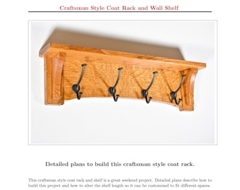 PDF Craftsman Style Coat Rack and Wall Shelf Project - Detailed Written Plans to Build this Project - Digital PDF