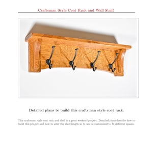 PDF Craftsman Style Coat Rack and Wall Shelf Project - Detailed Written Plans to Build this Project - Digital PDF