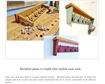 PDF Modern Stylish Coat Rack and Wall Shelf Project - Detailed Written Plans to Build this Project - Digital PDF