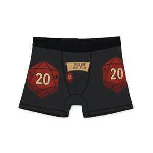 D20 Dice Roll Men&#39;s Boxers, Funny Boxers, Gamer Gift, Novelty Underwear, Dungeons and Dragons Apparel, Roll for Initiative