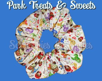 Disney Parks Treats & Sweets Scrunchie, Christmas Scrunchie, Holiday Scrunchie, Gift for Her, Stocking Stuffer, Gift for Disney Fan