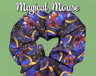 READY TO SHIP! Magical Mouse, Mouse Scrunchie, Knotted Headband, Theme Park Scrunchie, Magic  Scrunchie, Knotted Bow Headband, Gift for Her