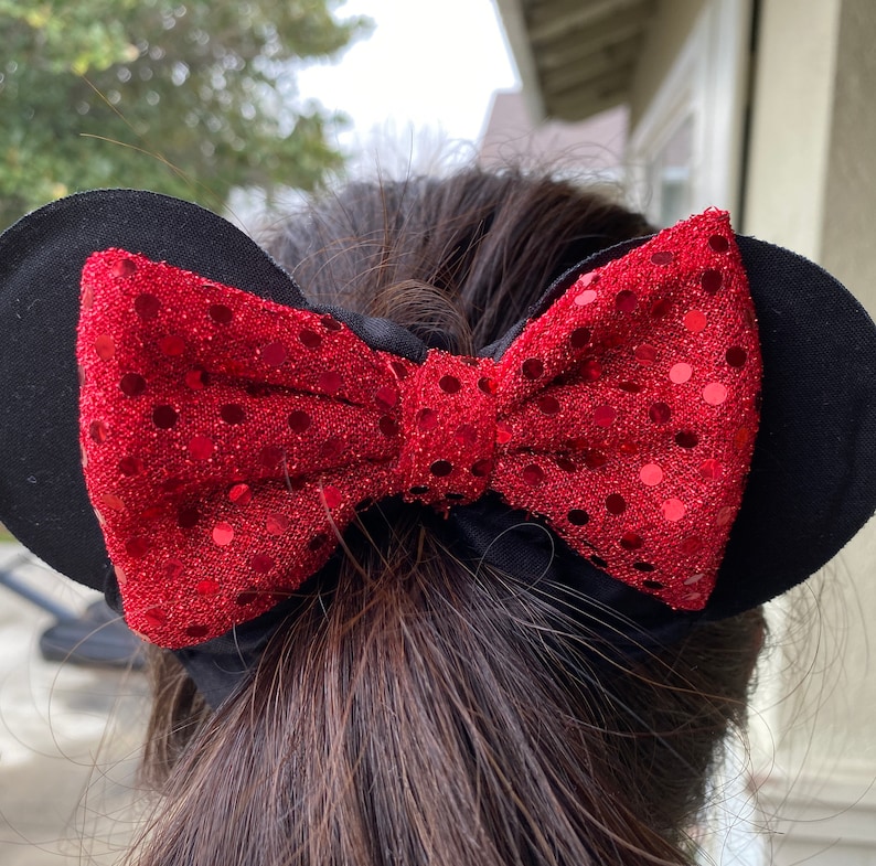 Theme Park 50th Anniversary Black, Mouse Ear Scrunchie, 50th Anniversary Scrunchie, Theme Park Ears, Knotted Headband, Scrunchie Watch Band image 9