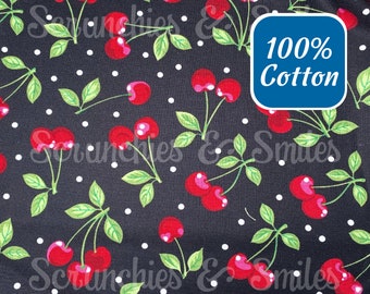 IN STOCK! Black Cherries 100% Cotton Fabric, Cherry Fabric, Fruit Fabric, Summer Fabric, Fabric By the Yard, Fat Quarters, Quilting Fabric