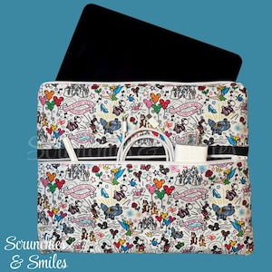 Sketchy White Laptop Case, Tablet Case, Laptop Sleeve, Computer Case, Tablet Sleeve, E-Reader Case, Laptop Accessory, Zipper Pouch