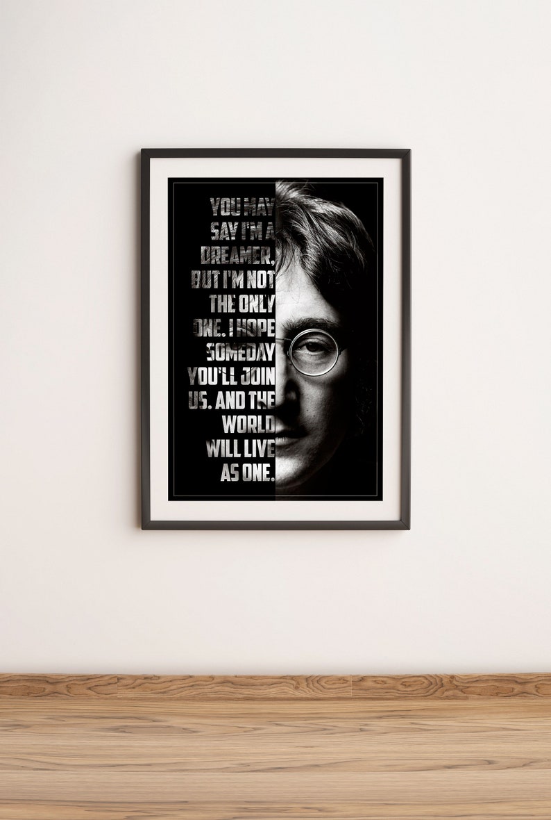 John Lennon Lyrics Imagine Print The Beatles Poster Music | Etsy