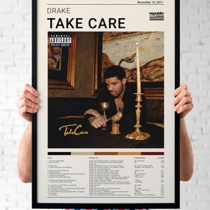 Drake Poster Drake Prints Take Care Album Cover Songlist Etsy