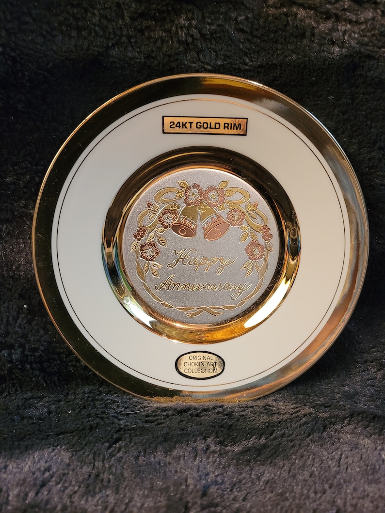 The Art of Chokin Happy 50th Anniversary Plate 24K Gold Rim Etsy