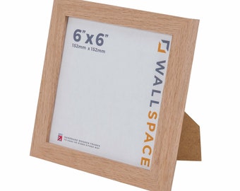 Oak Frame 6x6 inches | 6 x 6 Oak Photo Frame | Square Picture Frames | Wooden Oak 6x6 Photo Frames / SOLID Wood / REAL Glass