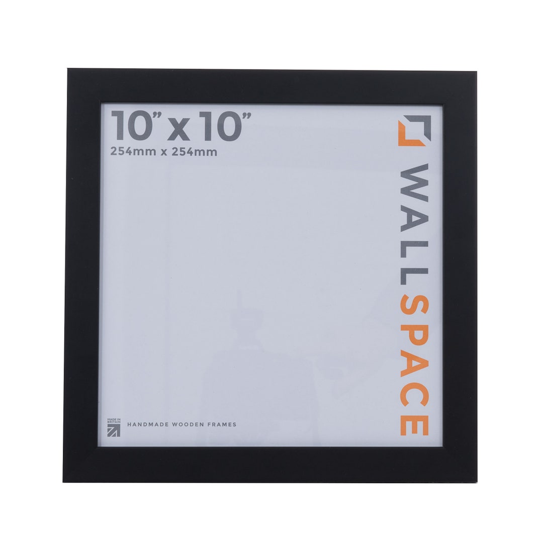 10x10 Inch Black Square Frame 10x10 Inches Solid Wood Square Picture Frames in Matt Black All