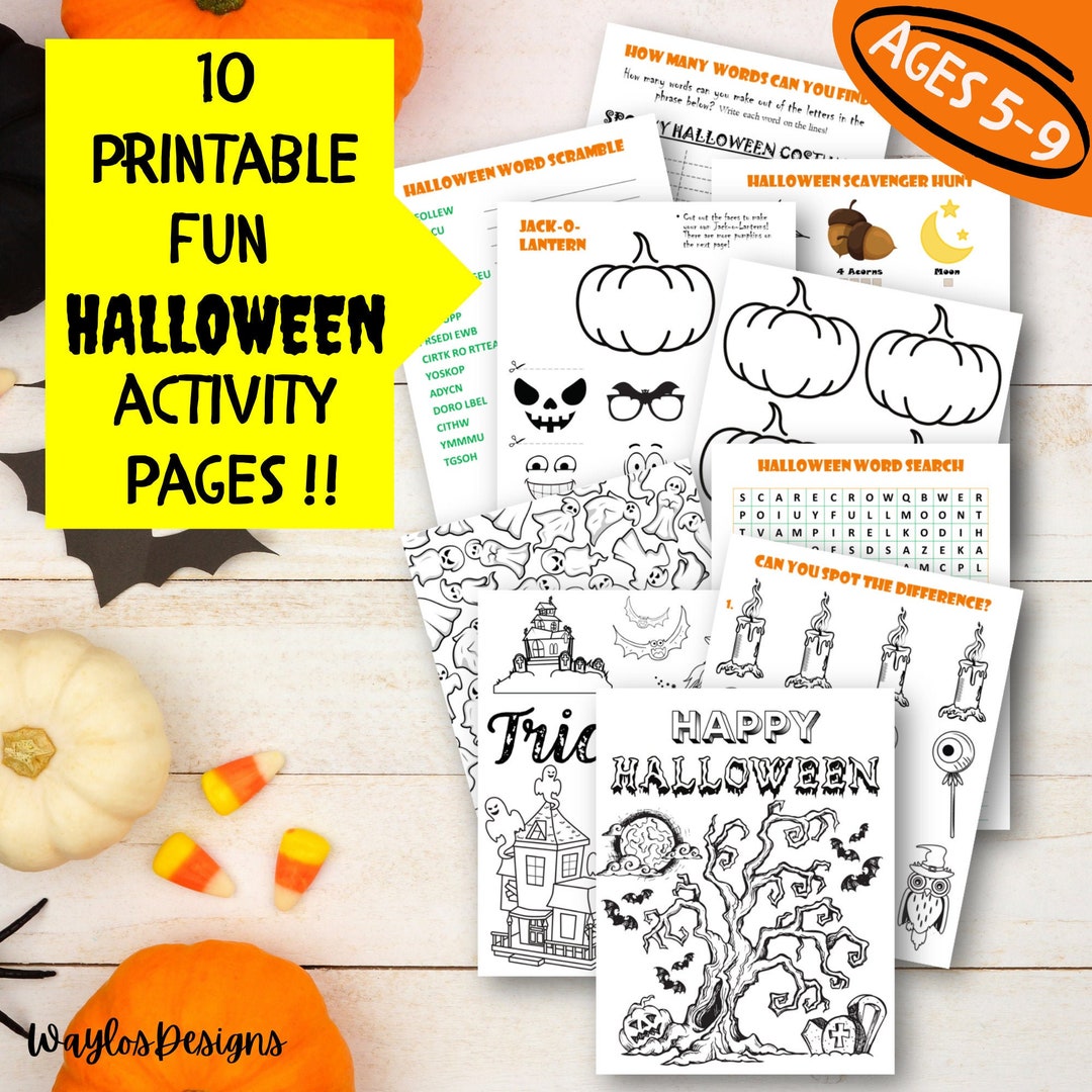 Printable Halloween Activity Book for Kids, Halloween Kids Coloring ...