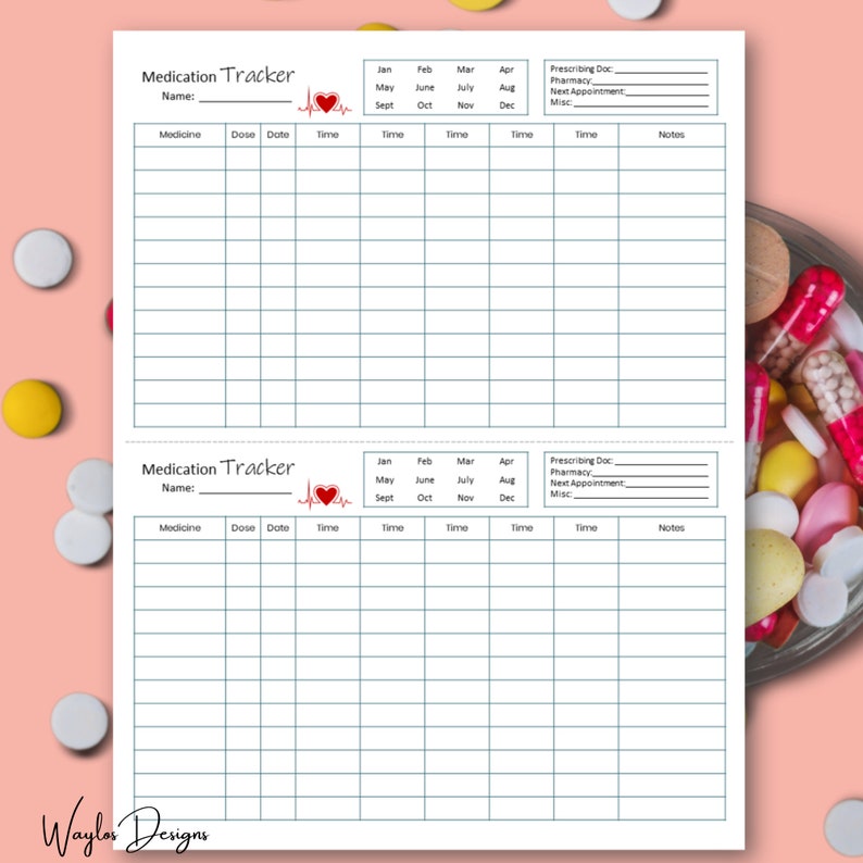 Printable Medication Trackers Easy to Keep Track of Etsy