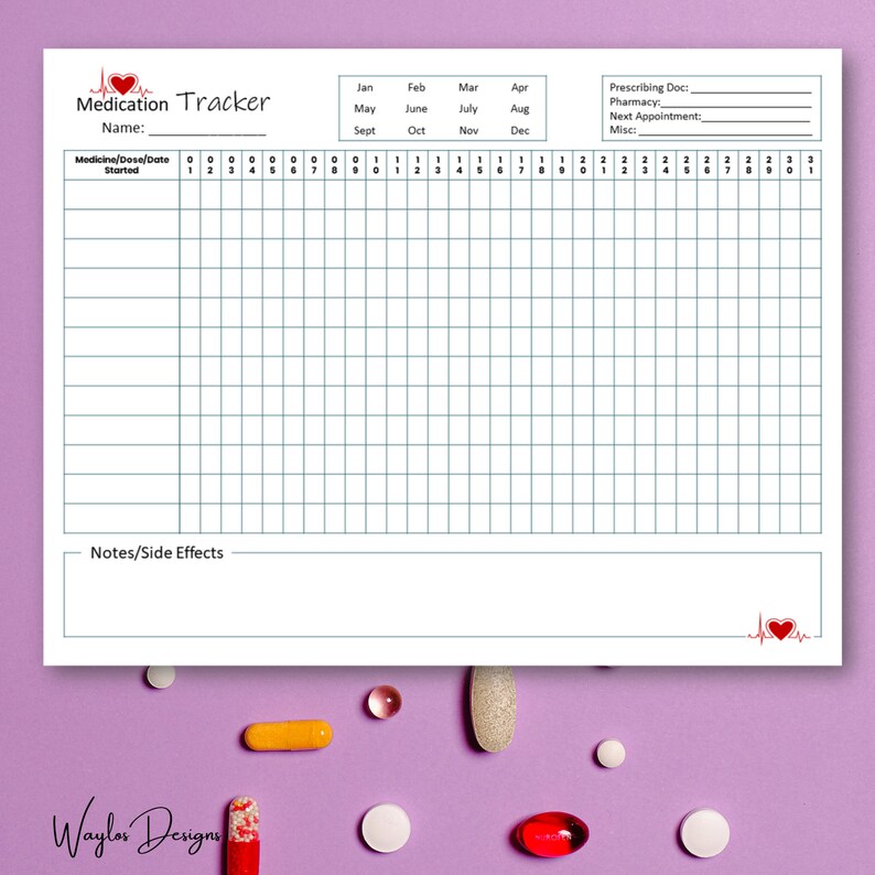 Printable Medication Trackers Easy to Keep Track of Etsy