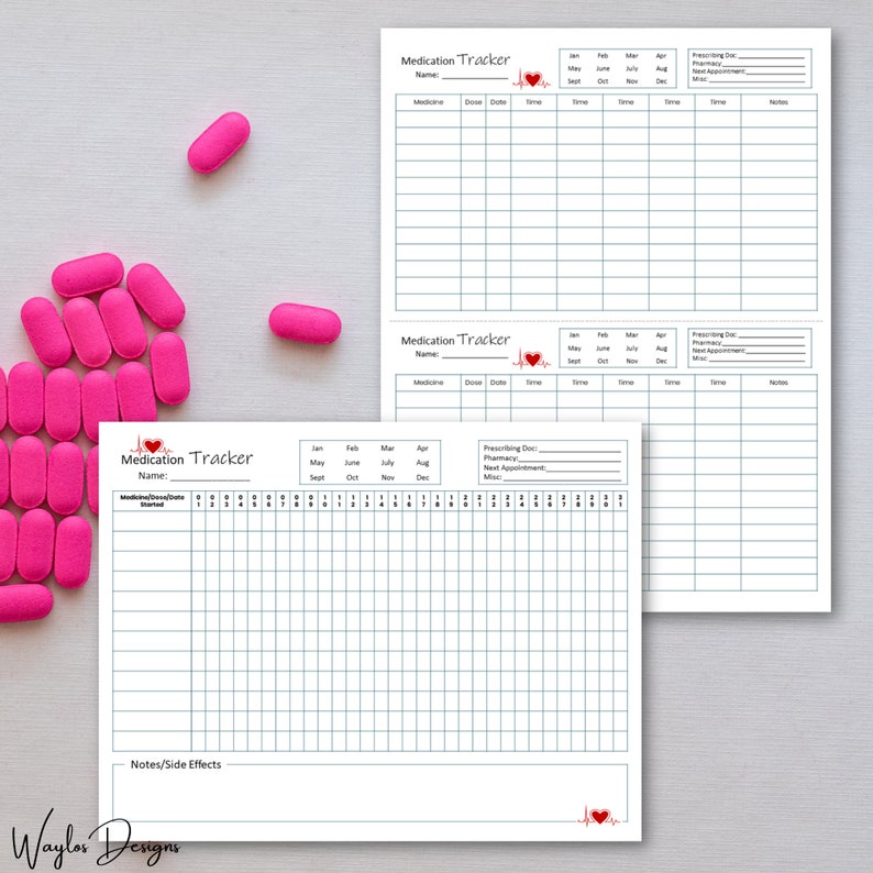 Printable Medication Trackers Easy to Keep Track of Etsy