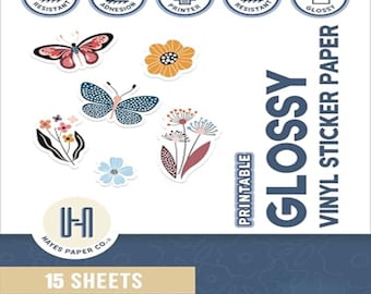 Glossy White Vinyl Sticker Paper - A4 Waterproof Printable Sheets - 15 Pack